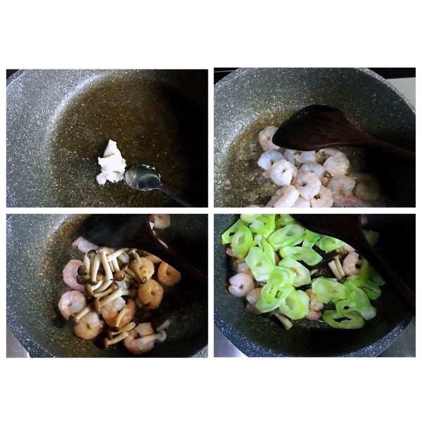 儿菜菌菇炒虾仁