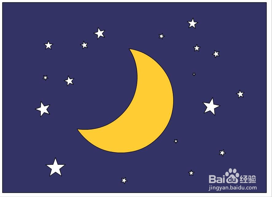 flash如何绘制月亮和星星的场景