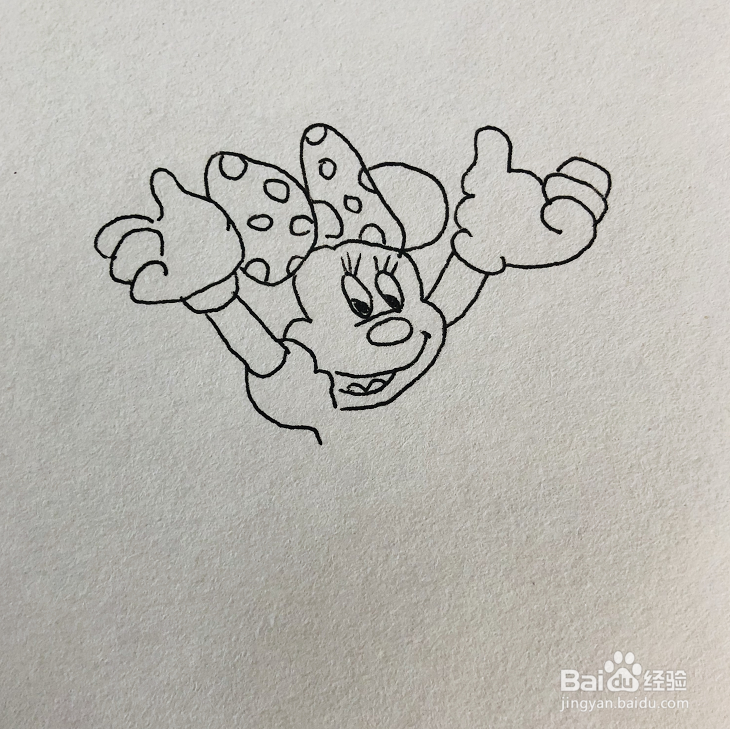 如何画开心的米妮简笔画