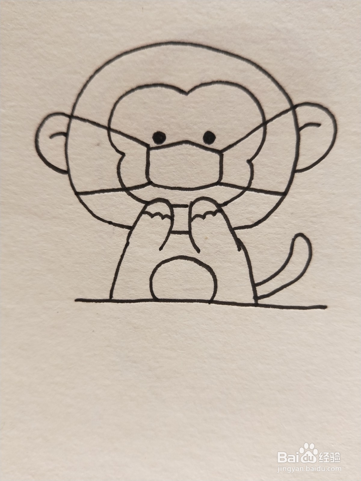 怎样画简笔画——戴口罩的小猴子