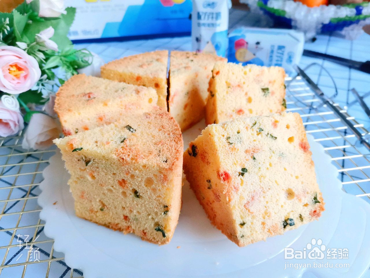 香葱肉松戚风蛋糕的做法