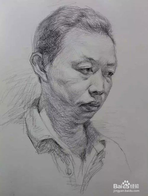 素描头像 3 4侧面结构表现画法 百度经验