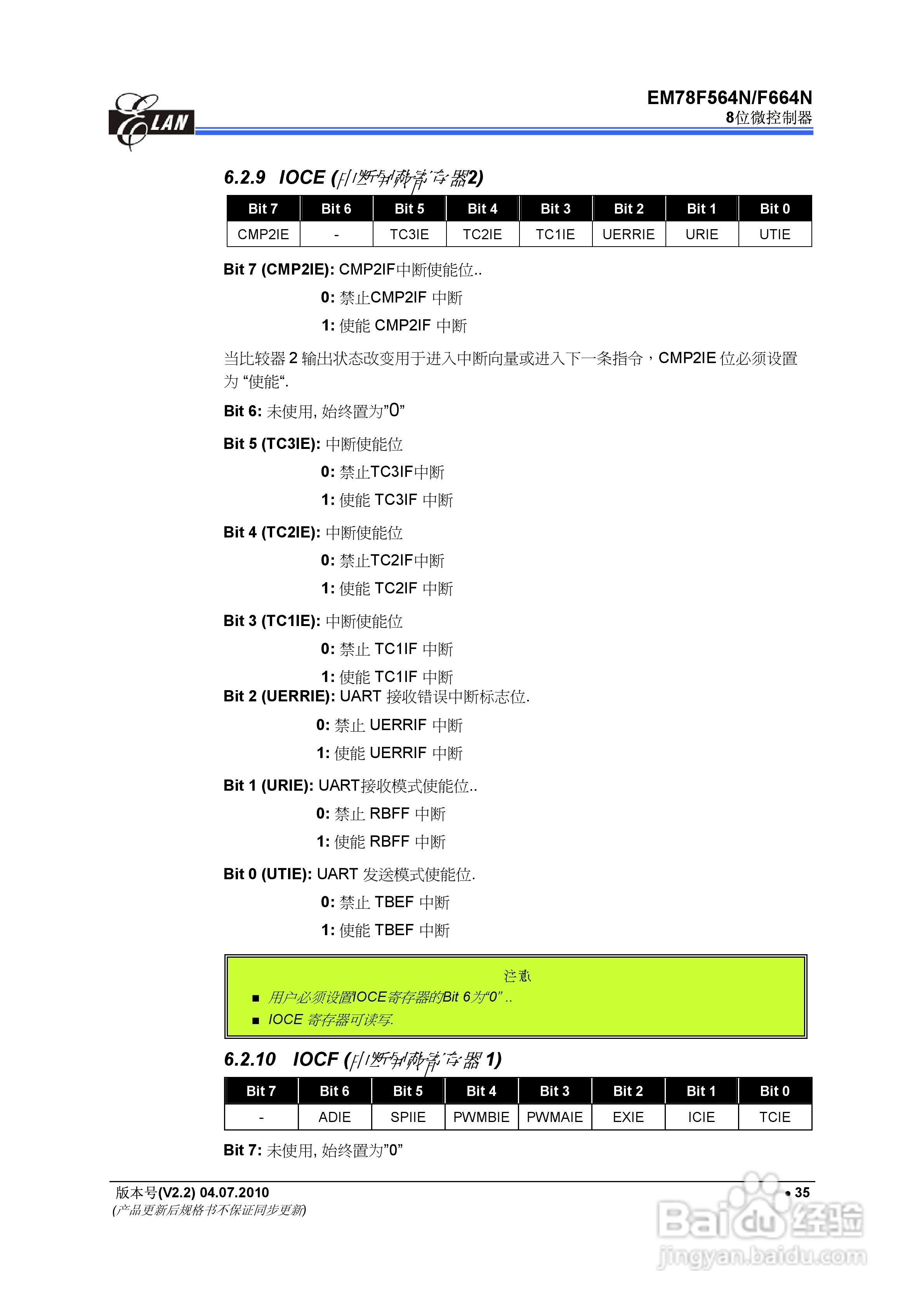 EM78F564N/F664N 8位微控制器说明书:[5]