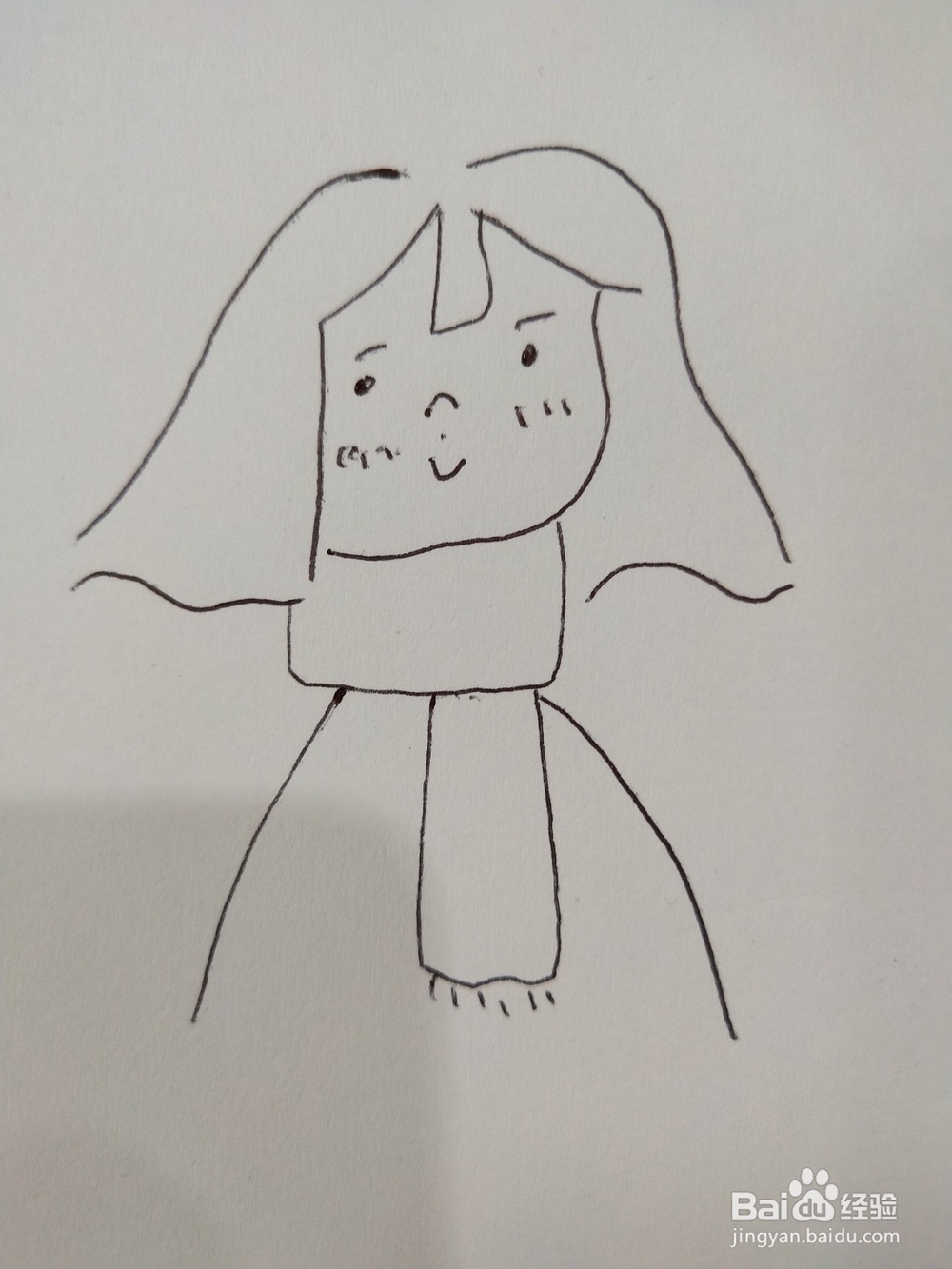 怎么画一个戴围巾的女孩