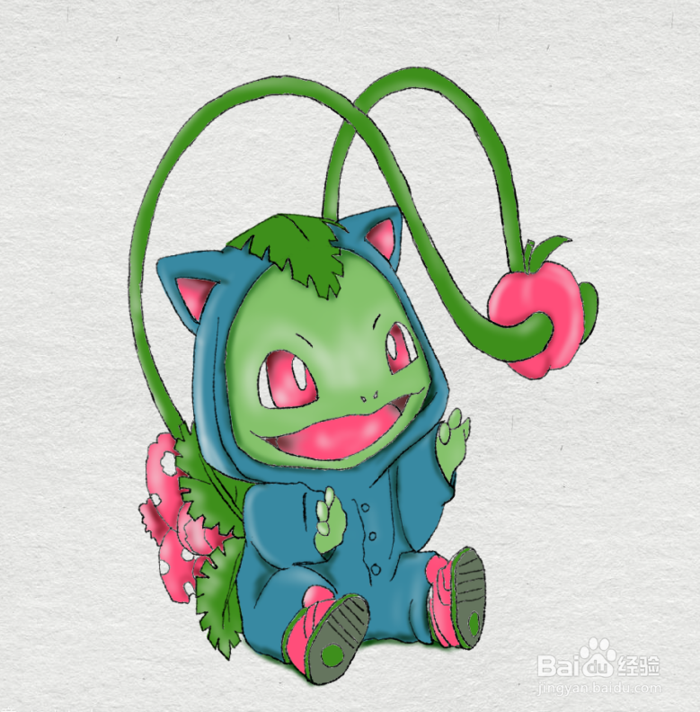 如何画神奇宝贝妙娃花的简笔画