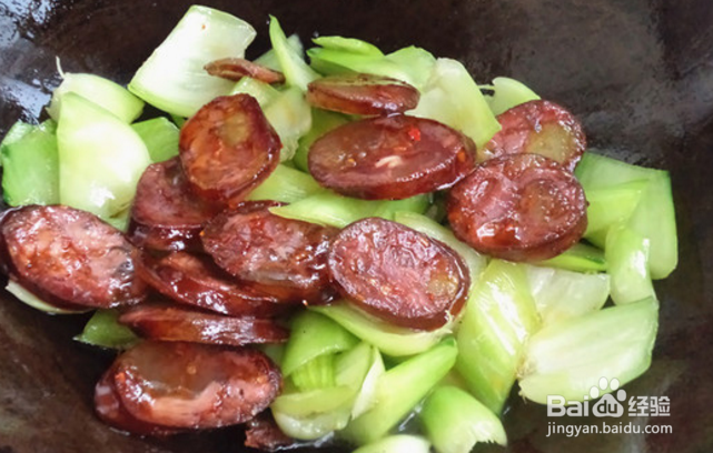 腊肠炒油菜怎么制做