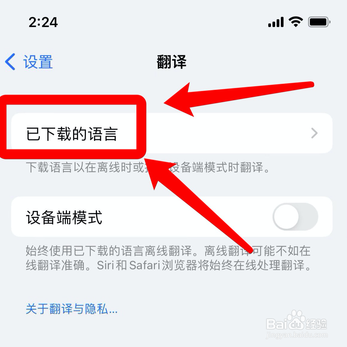 苹果手机在哪查看已下载的翻译语言