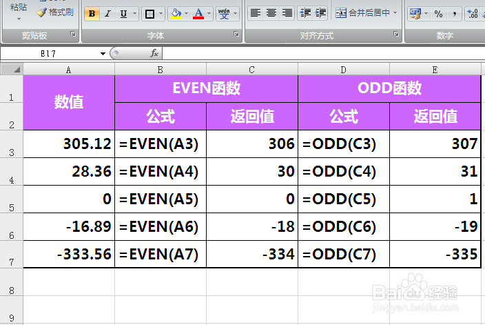 EXCEL中EVEN函数的使用方法
