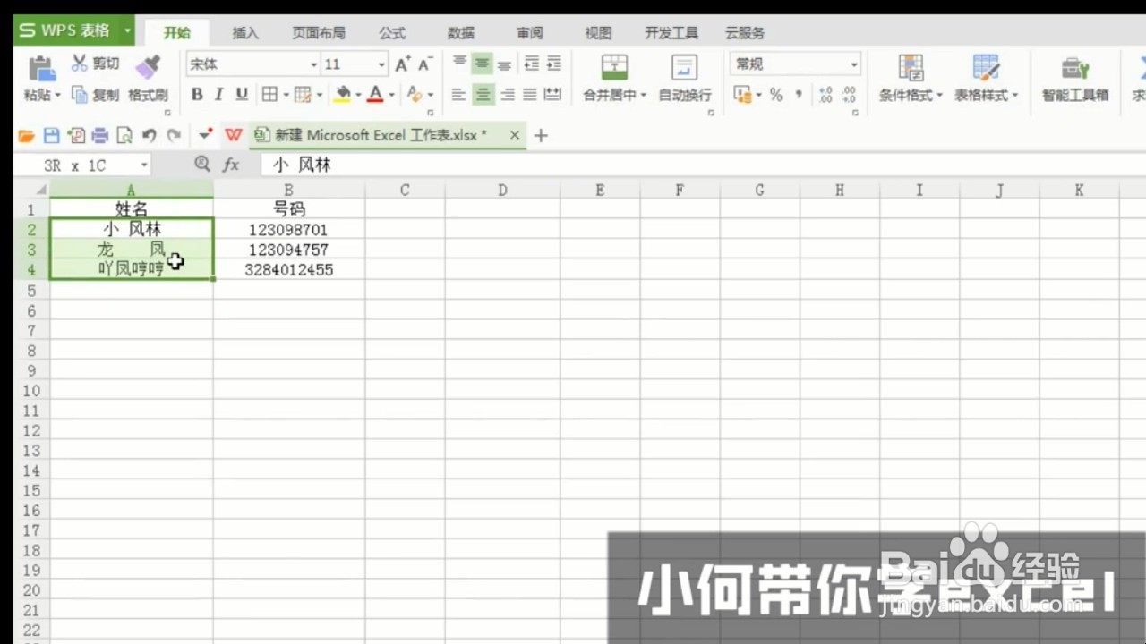 Excel如何快速对齐姓名