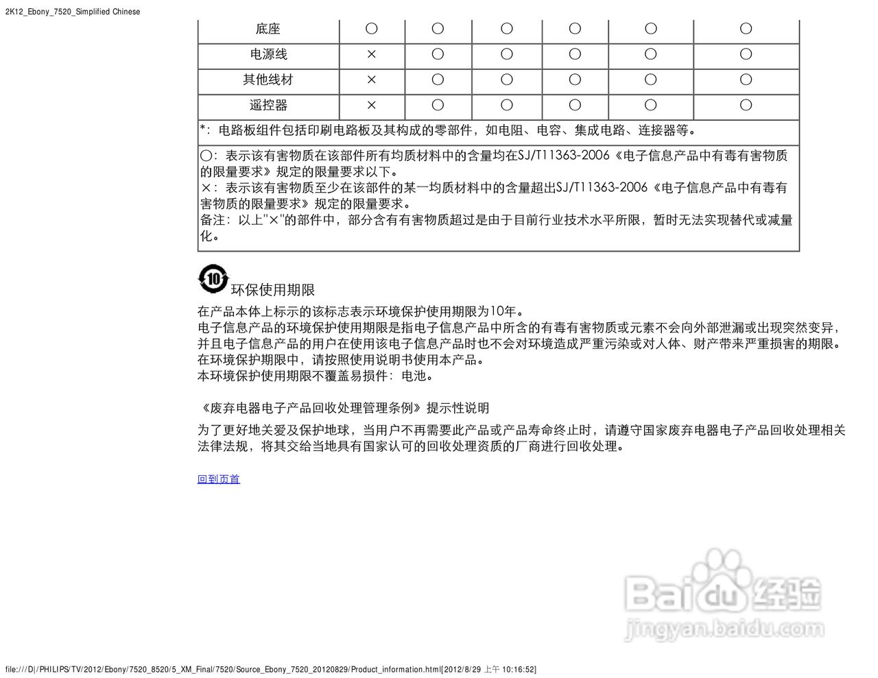 飞利浦42PFL7520/T3液晶彩电使用说明书:[6]