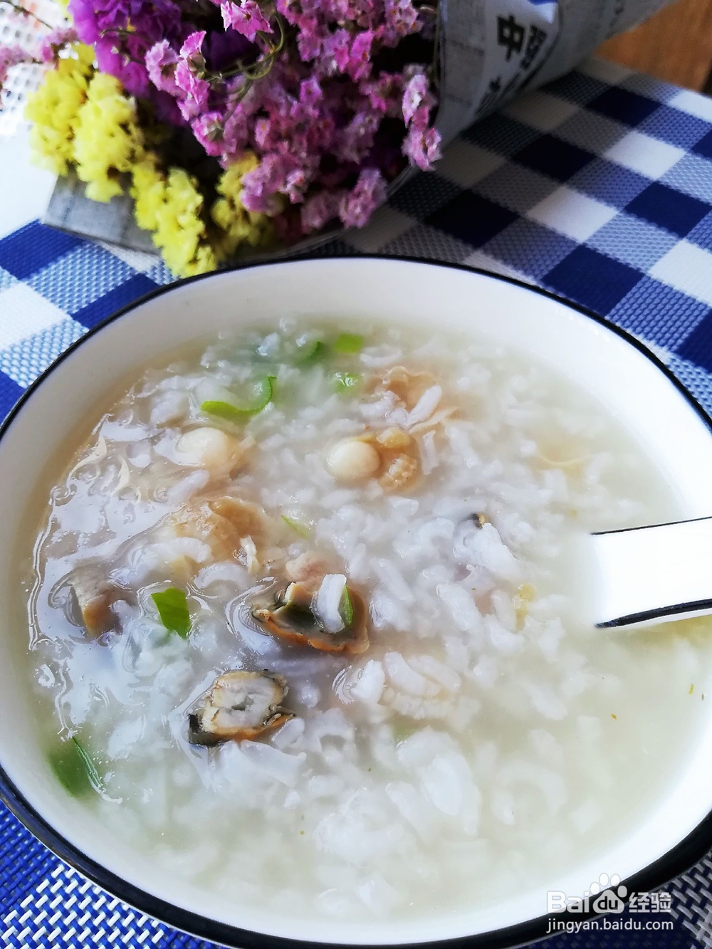 扇贝肉蚝豉粥步骤