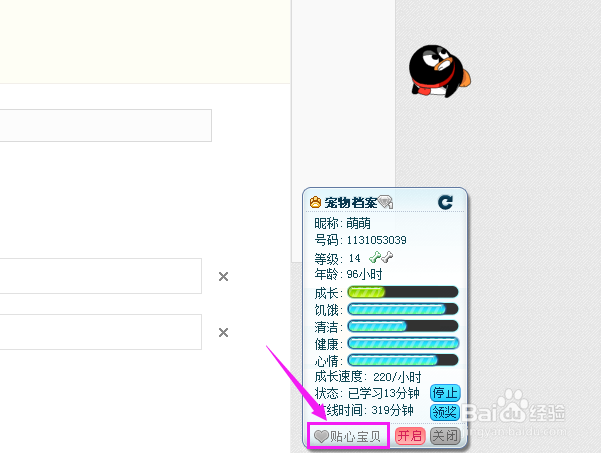 Q宠如何开启贴心宝贝？