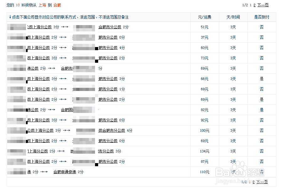 如何查询不同快递的快递费用？
