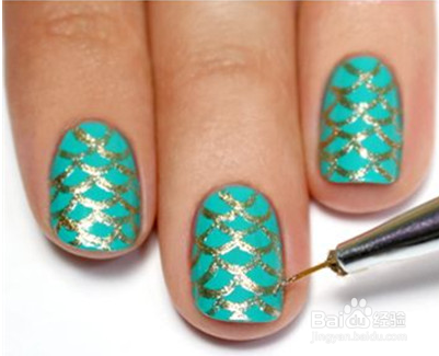 自己diy格纹美甲