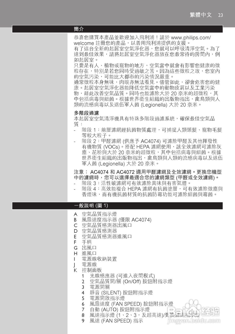 PHILIPS AC4074空气净化器说明书:[3]