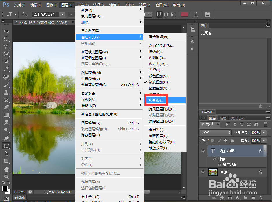 给文字添加渐变叠加和投影效果