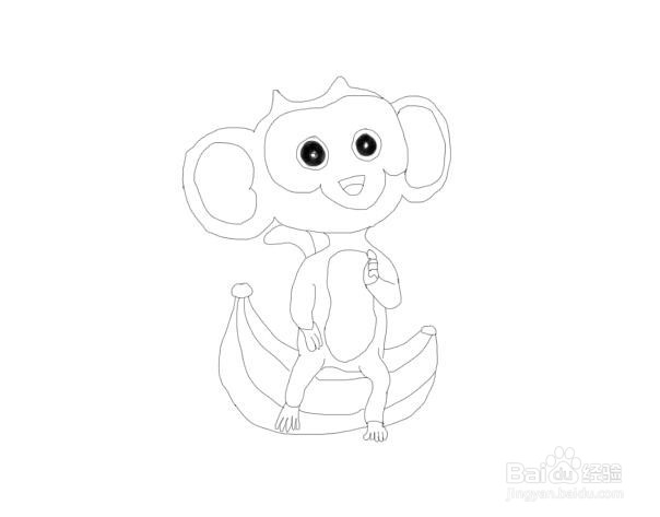 坐在香蕉上面的小猴子怎么画，怎么画小猴子