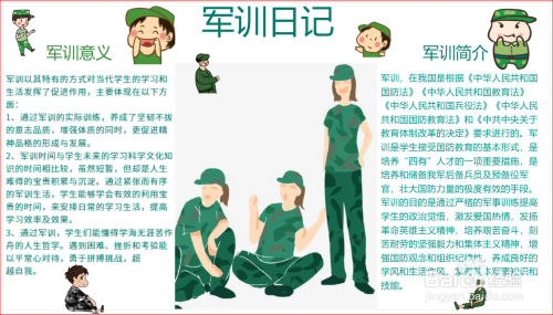 军训日记手抄报