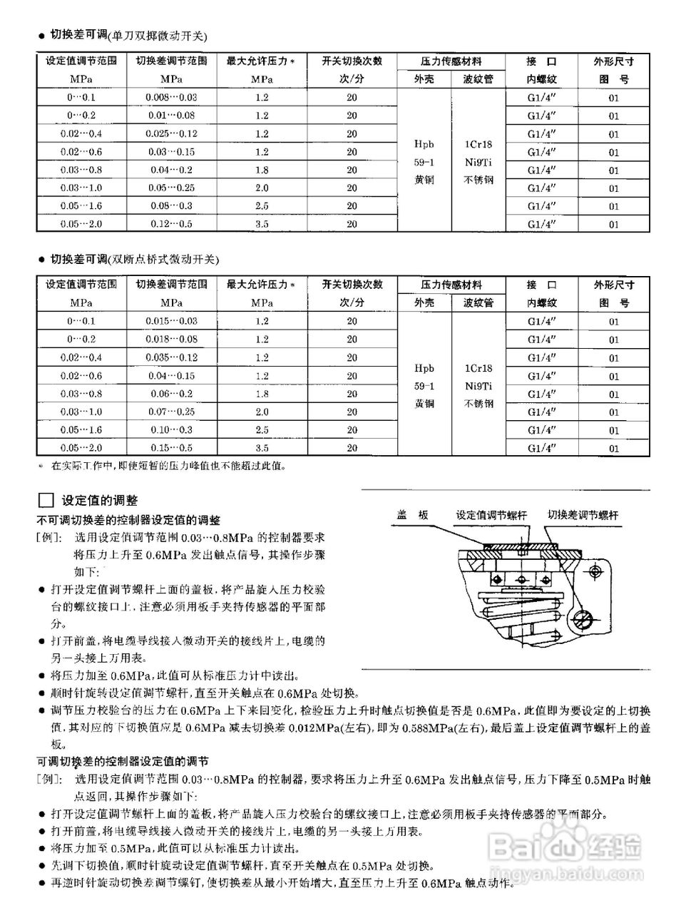 YPK-03-C船用（膜片）压力控制器使用说明书:[7]