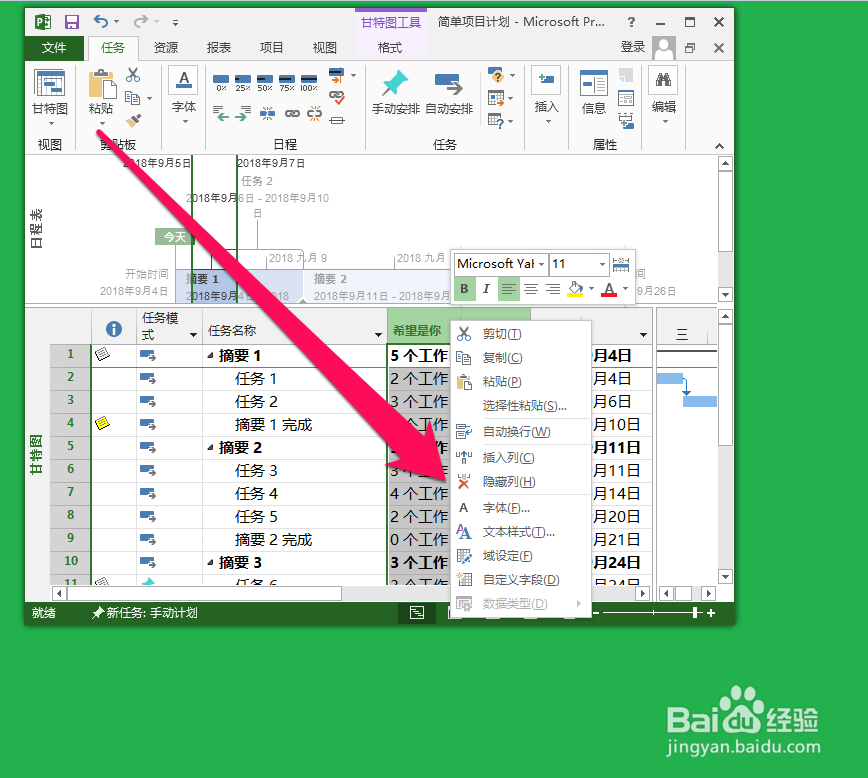project隐藏列如何显示