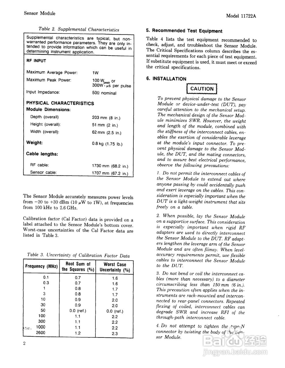 Agilent/HP 11722A传感器模块用户手册:[1]