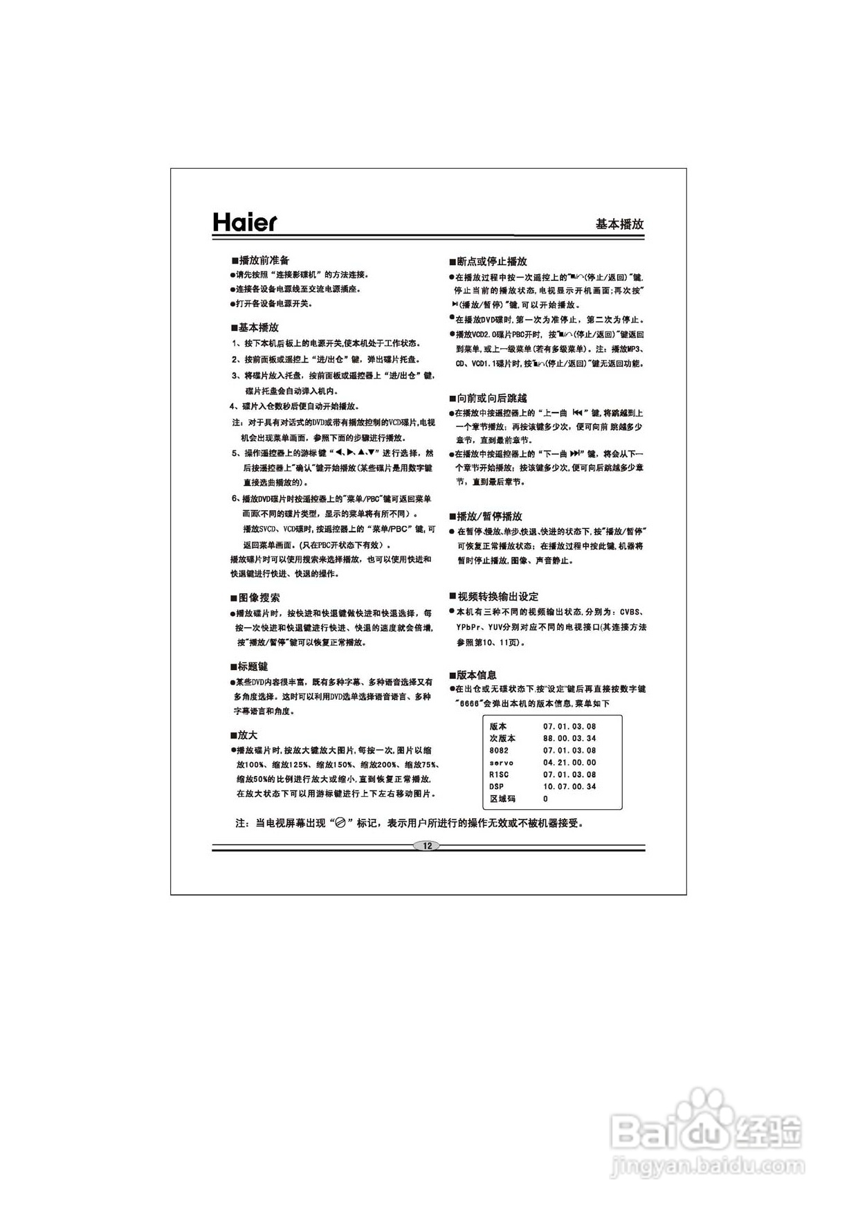 海尔DVD-H2256影碟机使用说明书:[1]