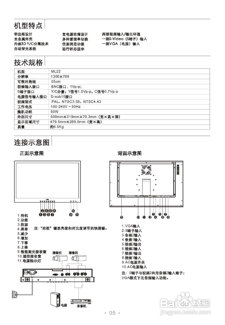 TCL王牌ML19监视器使用说明书