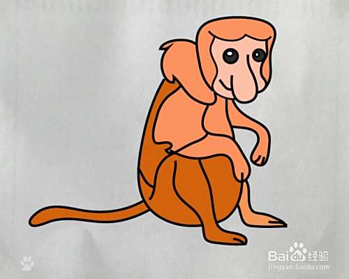 【简笔画】长鼻猴的画法