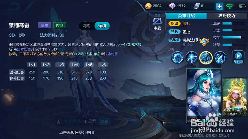 王者荣耀王昭君冰冻流出装
