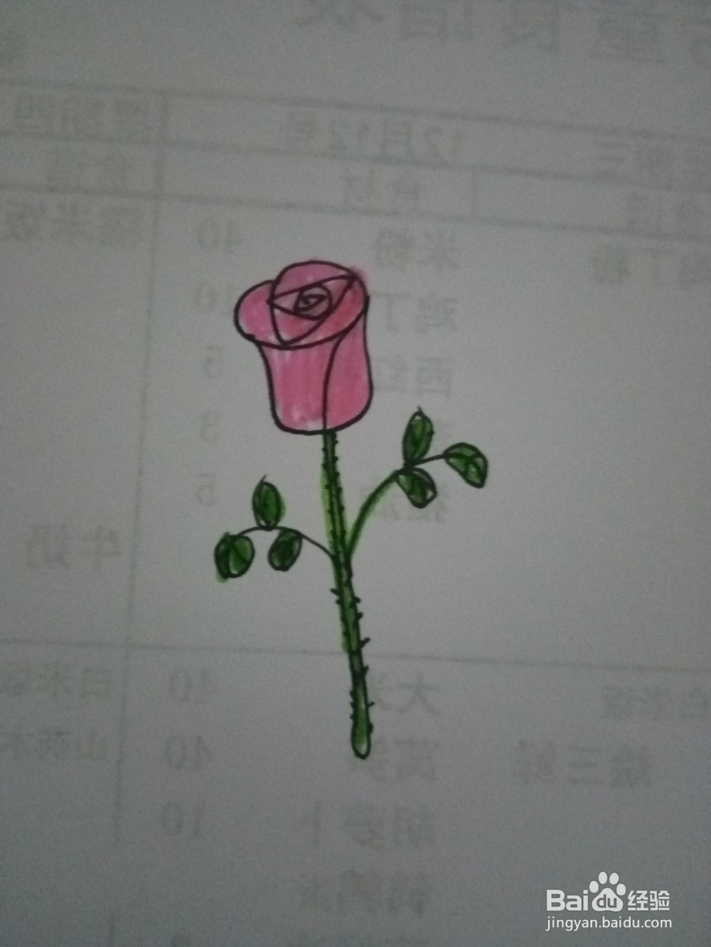 简笔画一枝玫瑰花的画法