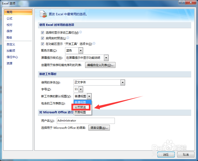 如何将Excel视图设置成分页预览