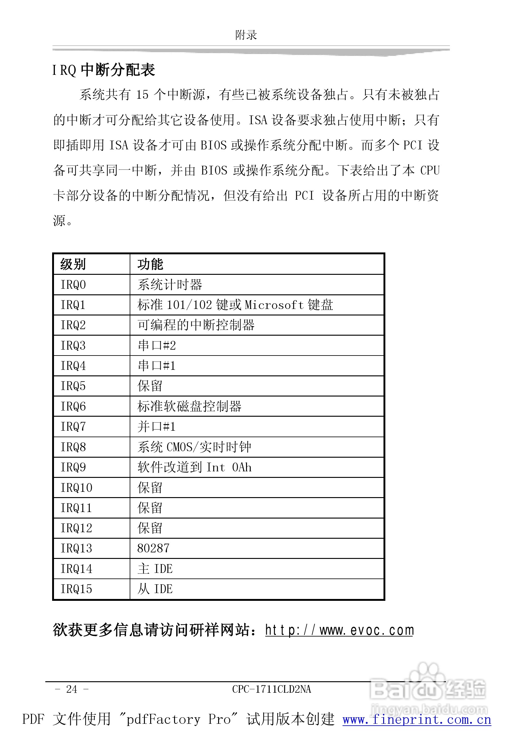研祥CPC-1711CLD2NA工业级CPU板卡说明书:[3]