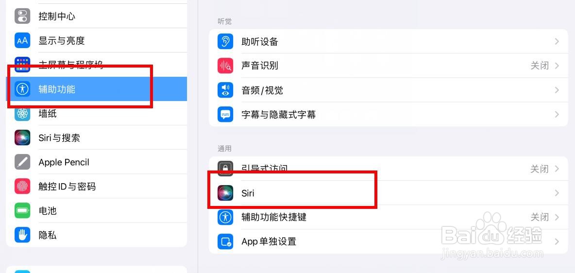 iPad下的键入以使用Siri属性如何关闭