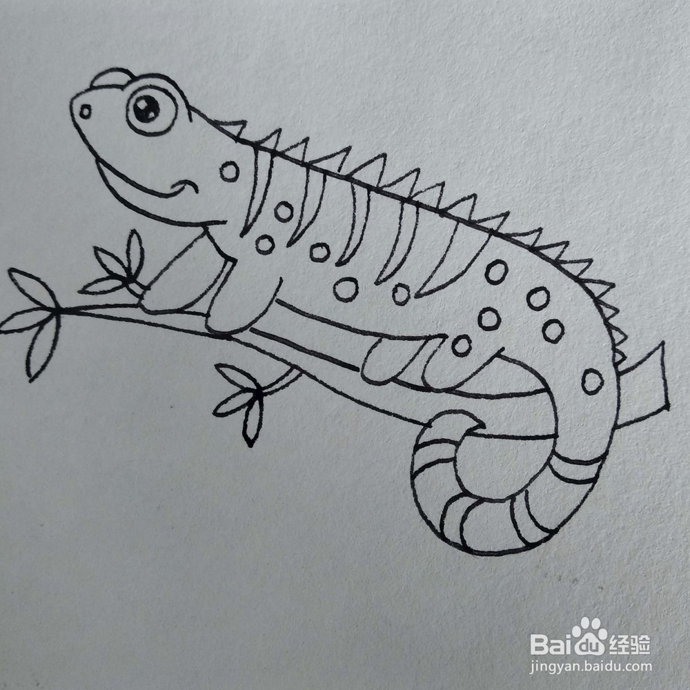 怎么画一只可爱的变色龙卡通儿童简笔画