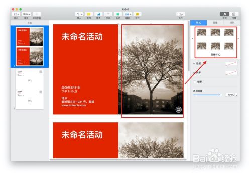 Pages文稿中的"活动明信片"模板如何使用