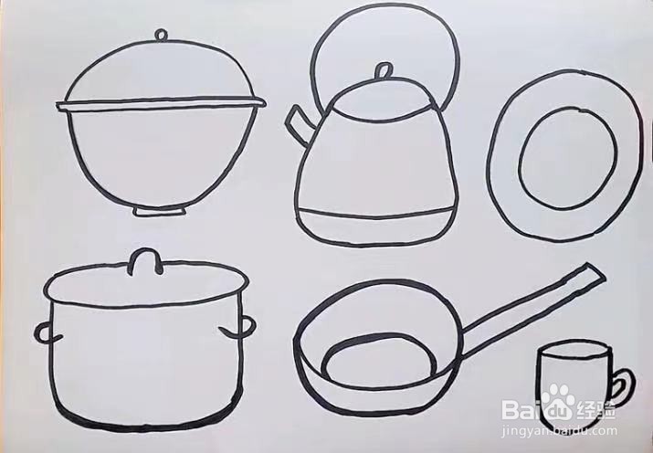锅碗瓢盆简笔画 画法图片