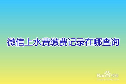 微信上水费缴费记录在哪查询