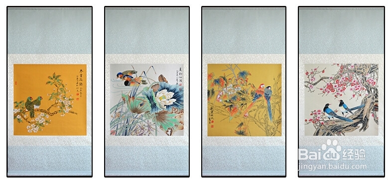 王一容《祥和四季》工笔花鸟图