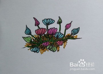 植物的线描画:花卉