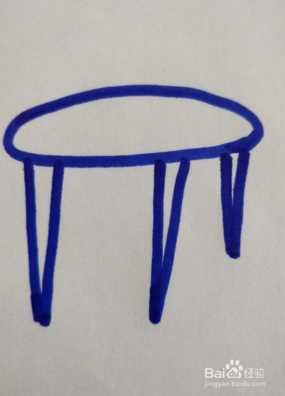 四腿圆桌的简笔画怎么画？