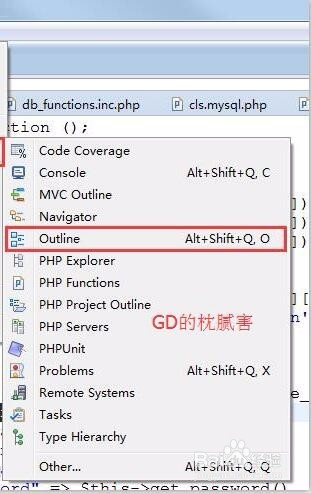 Zend Studio如何显示当前文件的函数