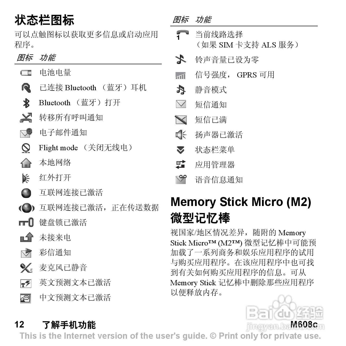 索尼爱立信M608C手机使用说明书:[2]