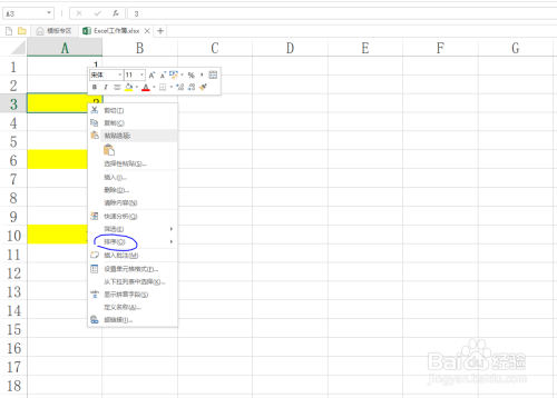 Excel将指定单元格颜色的数据排列在最前面