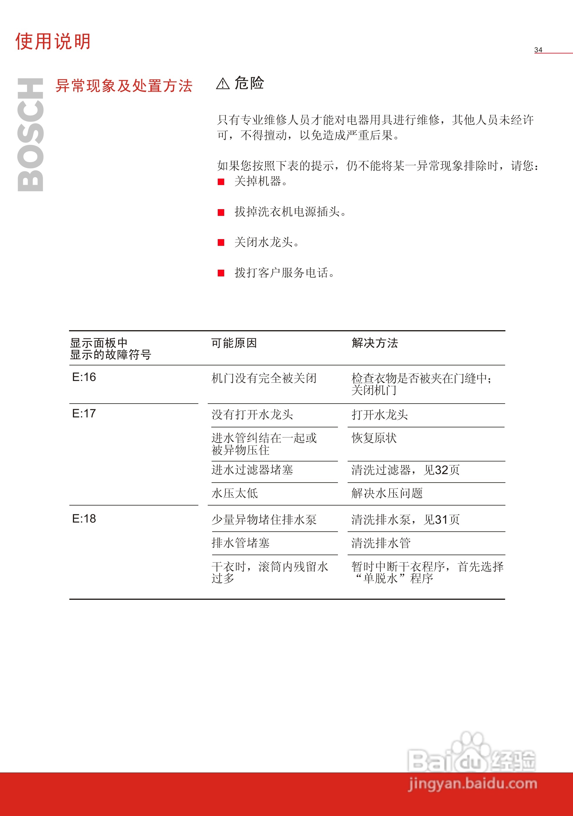 博世WVG20560TI全自动滚筒式洗衣干衣机使用及安装说明:[4]