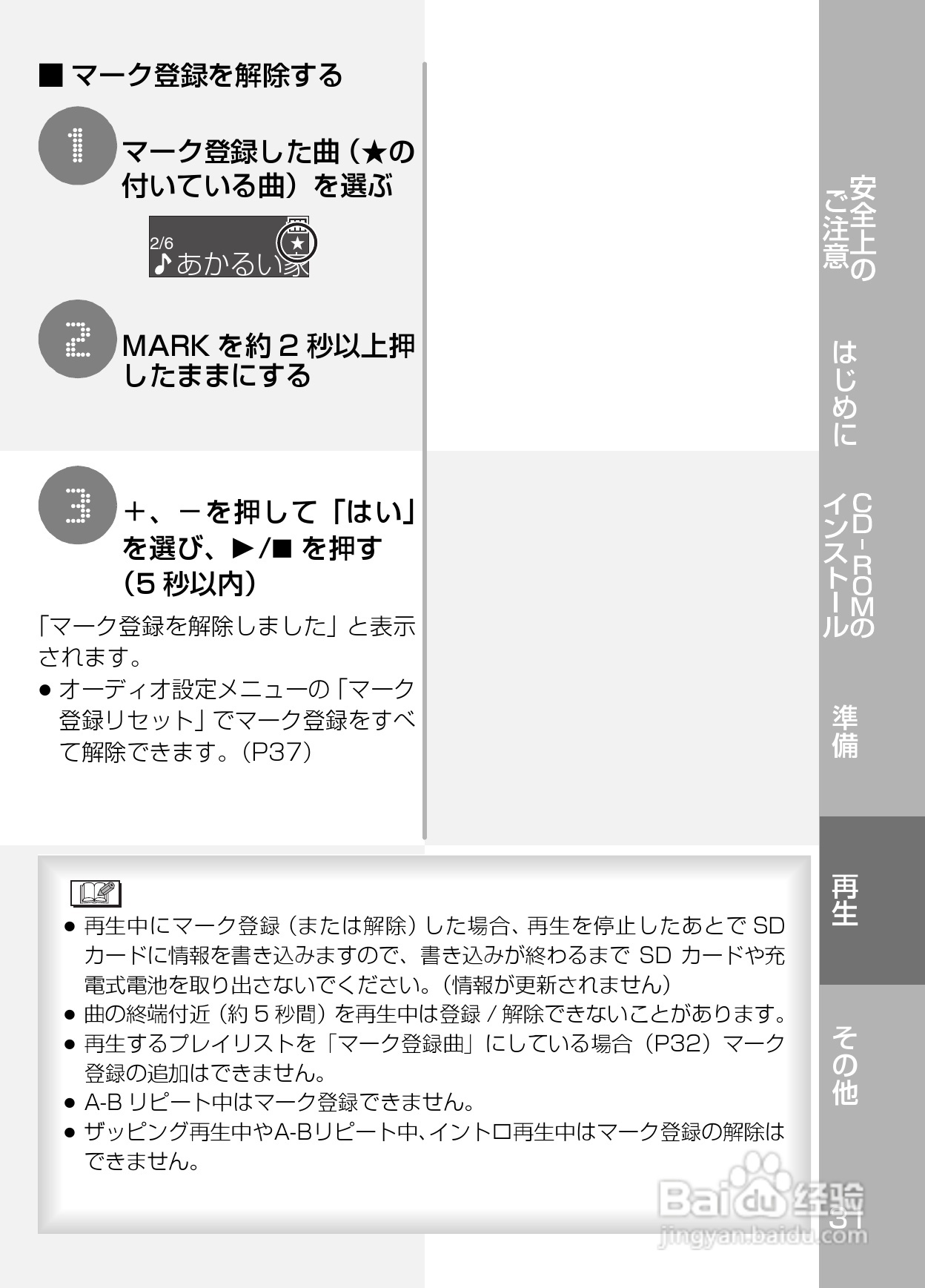 Panasonic SV-SD800N/SV-SD400V MP3播放器使用说明书:[4]