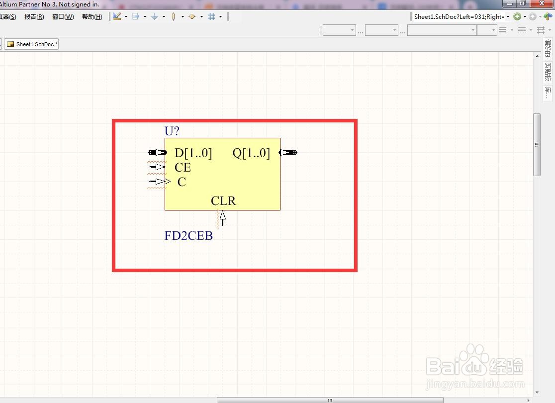 如何在AD中放置2位异步使能总线D型触发器？
