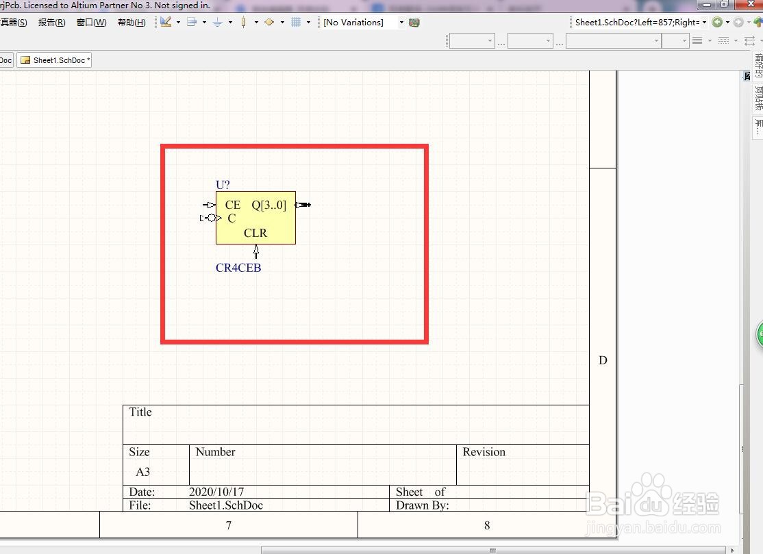 如何在AD中放置4位总线波纹计数器？