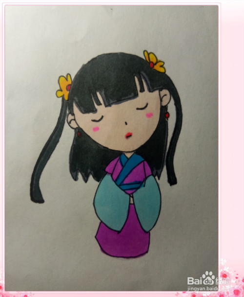 忧愁的古代少女简笔画怎么画?