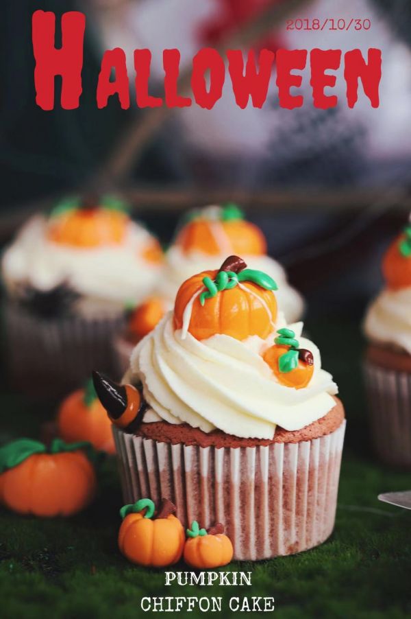 万圣节南瓜杯子蛋糕