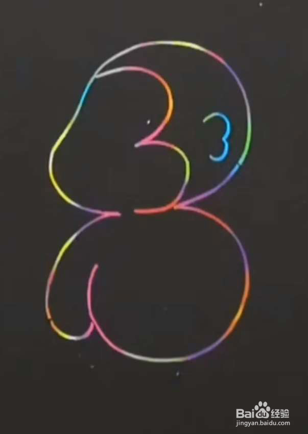 用数字“3”画猴子
